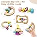 Wooden Baby Rattle, Organic Colorful Baby Rattles Set, Toddler Hand Wooden Rattles Toy Set for Infant Grasping, Sensory Development, Gift for Baby Boys Girls