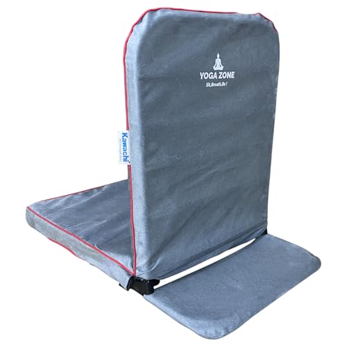 Image of Kawachi Right Angle Back Support Floor Chair Portable Foldable Meditation and Yoga Seat with Firm Backrest Lightweight Comfortable Floor Seating for Home (i113-Grey)