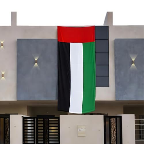 UAE Flag Large for Nationa Day علم الإمارات 5 Meter Length 1.5 Meter Width Premium Quality Stitched UAE Flag for Villa Building Office Flat National Day احتفالات اليوم الوطني (5M x 1.5M)