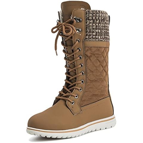 Womens Tall Durable Faux Fur Winter Rain Snow Waterproof Outdoor Calf Boots - 5 - TAN38 AYC0537 Cover