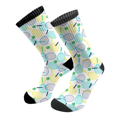 ACDRUING Tennis Rackets & Balls Crew Cushion Socks