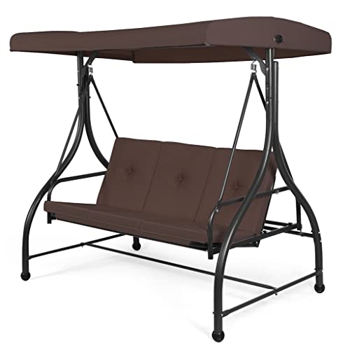 CSCDD Black Converting Outdoor Swing Canopy Hammock 3 Seats Patio Deck Furniture(E) CSCDD Black Converting Outdoor Swing Canopy Hammock 3 Seats Patio Deck Furniture(E)