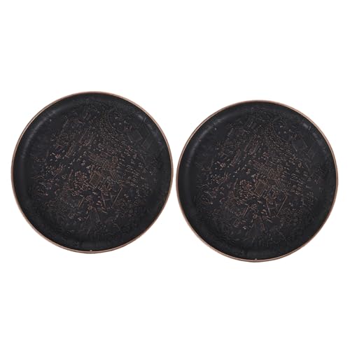 STOBAZA 2pcs Retro Copper Saucers Decorative Tea Cup Holders Multi-Purpose Table Trays for Coffee Tea Elegant Design for Home Decor Sturdy and Easy to Clean