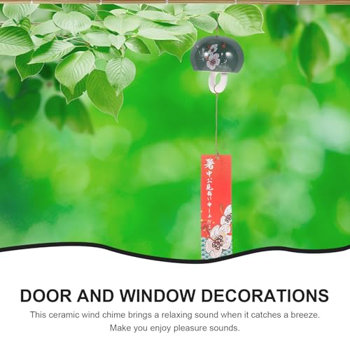 Carillón de viento japonés de cerámica verde para decoración exterior 4