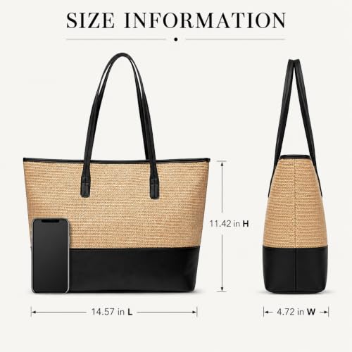 Image of QZUnique Straw Handbags Women Summer Beach Straw Hobo Tote Bag Hand Woven Handbag Tassel Shoulder Bag Purse