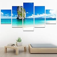 SIGNWIN 5 Panel Canvas Wall Art Modern Art Beach Coastal Expressive Global Multicolor Photography for Home Decorations Ready to Hang - 60