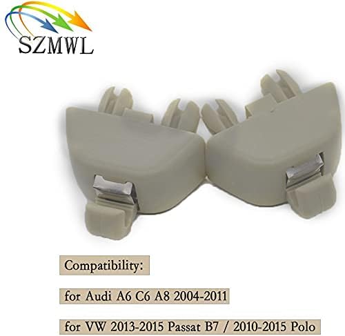 SZMWL 2Pcs Sun Visor Hook Clip Bracket Hanger for Audi A6 C6, Interior Visor Clip, Compatible with VW Passat B7 Polo 4F0857561 - Beige