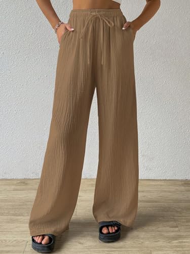 Image of Shasmi Women's Trousers | Wide Leg Casual Pants Featuring a Relaxed Silhouette | Secure fit for All-Day wear | Convenient Side Pockets | Straight-Leg Cut | Elegant Design | Premium (157)