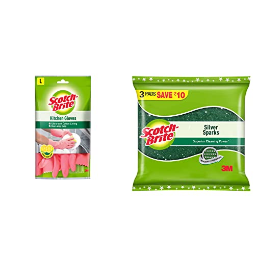 Scotch-Brite Kitchen Gloves - Large and Silver sparks -Large (3 units