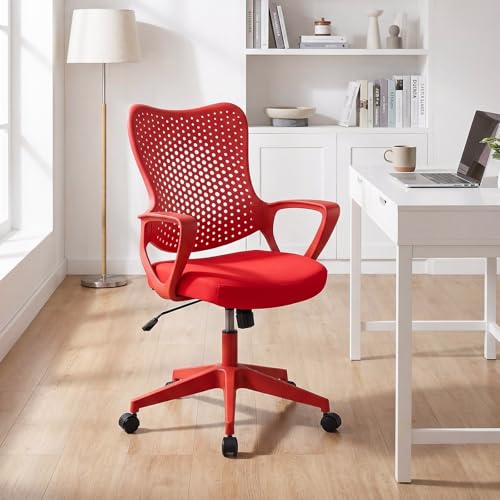 FANTASK Silla de oficina ergonómica, silla de escritorio con respaldo de malla transpirable, silla giratoria de altura regulable con función basculante hasta 150 kg, silla de ordenador para oficina en