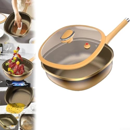 Olla no metálica de 12 pulgadas con tapa de vidrio y cesta de vapor para cocinar y usar saludables (sartén de titanio)