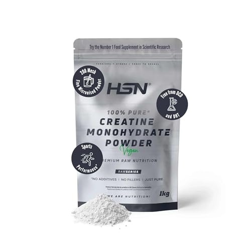 HSN Creatina Monohidrato Micronizada 1kg | 100% Pura, Sin Sabor | Vegana, Sin Gluten y Sin Aditivos | Alta Solubilidad y Máxima Pureza | No Incluye Dosificador
