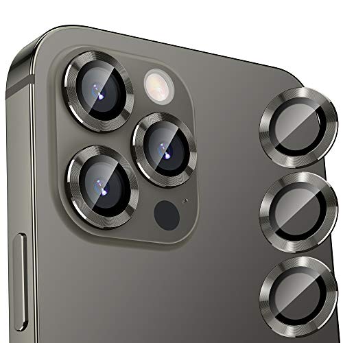 Buluby For Iphone 12 Pro 6.1 Inch Camera Lens Protector Cover,3 Pcs Hd Tempered Glass Metal Full Coverage Back Lens Protection Ring Film Anti-Scratch,Anti-Dust Graphite #TOP5