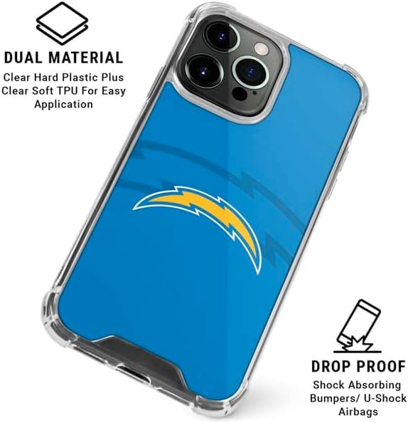 Skinit Clear Phone Case Compatible with iPhone 16 Pro Max - Officially Licensed NFL Los Angeles Chargers Double Vision Design