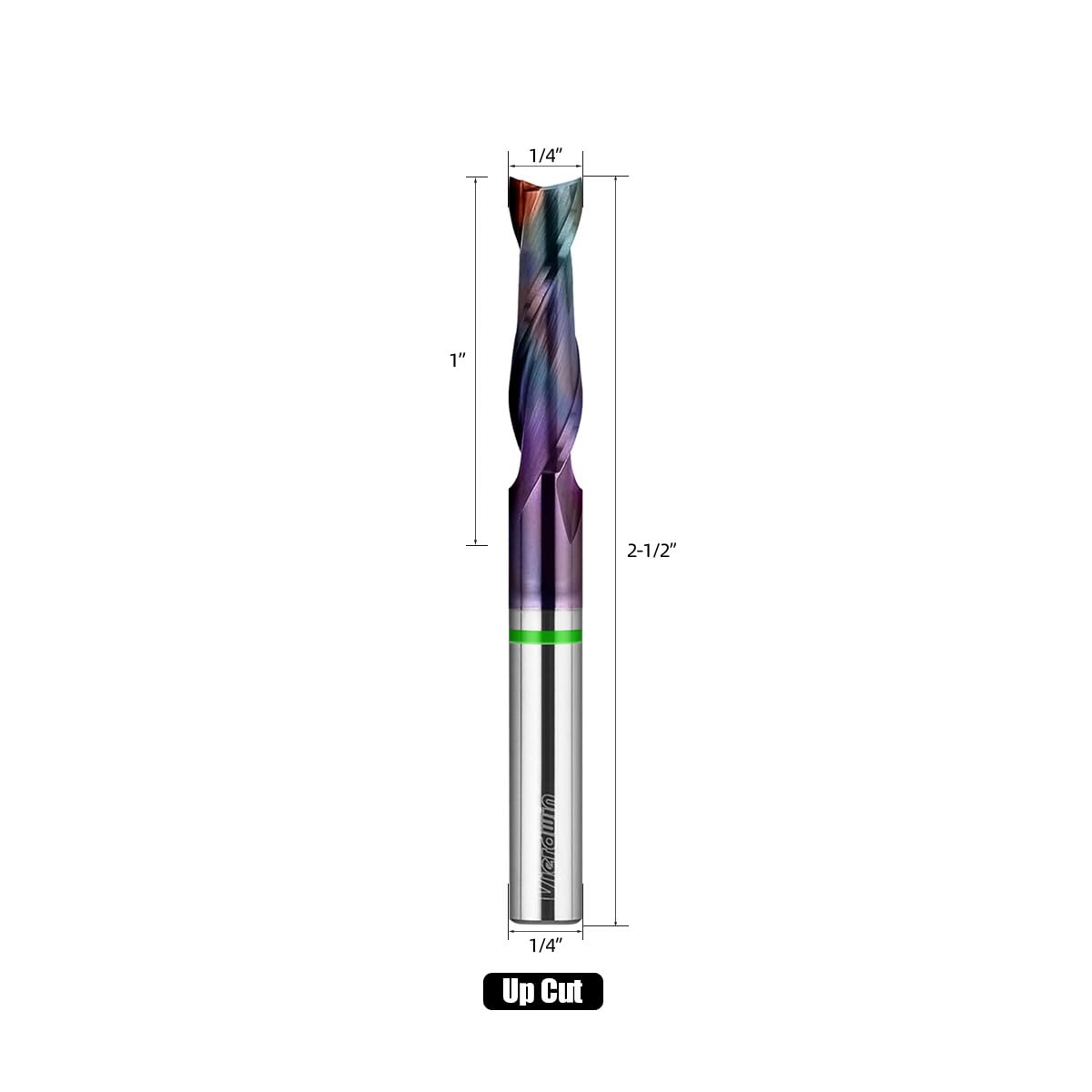 1/4-Inch Shank 2-Flute Upcut Spiral CNC Router Bit, 1-Inch Cut Depth, 2-1/2-Inch Length, for Woodworking, MDF, Plywood, Hardwood - Spiral Router Bits 1/4 Shank