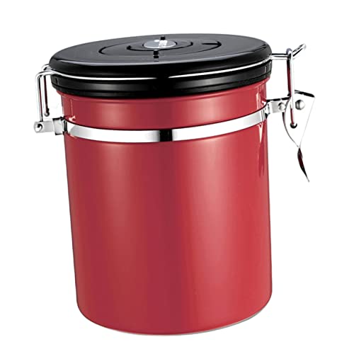 Amosfun Contenitore Per Chicchi Di Caffè e Tè in Acciaio Resistenti Lattine Sigillate Per Conservazione Alimentare Utensile Da Cucina Per Casa Rosso