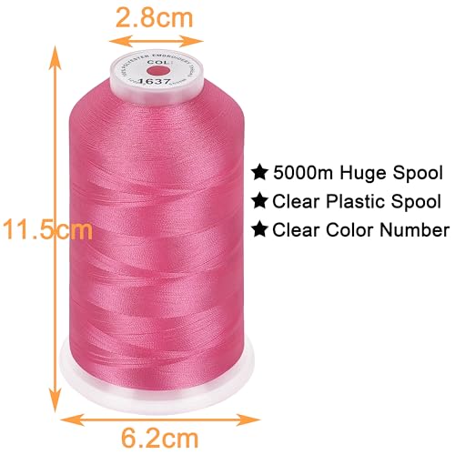 Image of New brothread - Single Huge Spool 5000M Each Polyester Embroidery Machine Thread 40WT for Commercial and Domestic Machines - Christmas Pink