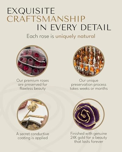 Image of Forever Rose Hand-Dipped in 24K Gold, Amethyst-Inspired February Birthstone with Sparkles, Real Rose in Luxury Gold Gift Box - Perfect Ready to Gift for February Birthday or Any Occasion