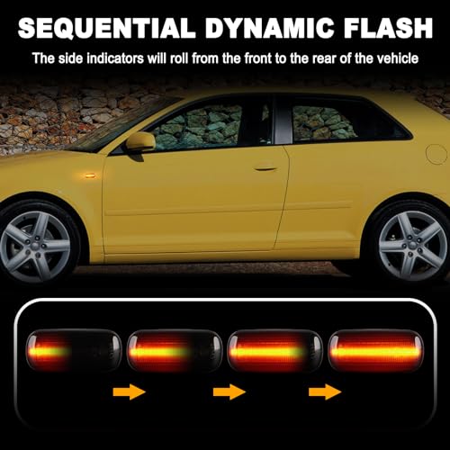 OZ-LAMPE Wskaźnik boczny 2 x dynamiczny boczny wzmacniacz LED 18 SMD bursztynowe światło kierunkowskazu z magistralą CAN-bus bez błędów dym bez polaryzacji dla A3 S3 8P A4 S4 RS4 B6 B7 A6 S6 RS6 C5 C6 A8 D3 TT Mk2 8J Roadster