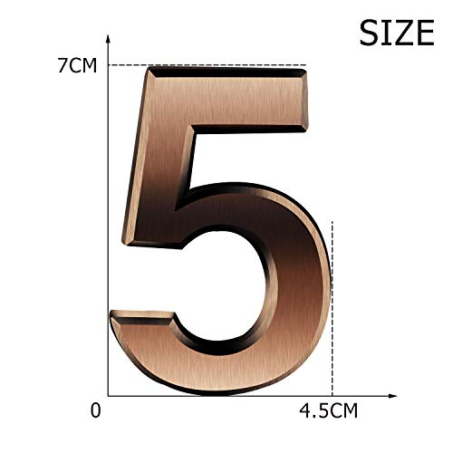 Image of 20 Pieces House Numbers Mailbox Numbers 0-9, 3D Door Address Numbers Self Adhesive Mailbox Numbers Sticker or House, Apartment, Office, Hotel Room, Mailbox Signs (Bronze, 2.76 Inch)