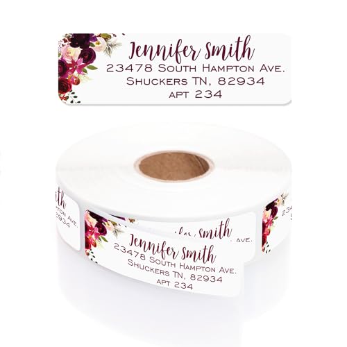 Fall Floral Rolled Address Labels / 500 Personalized Return Address Labels/Designer Address Stickers in Elegant Plastic Dispenser - Thumbnail 2