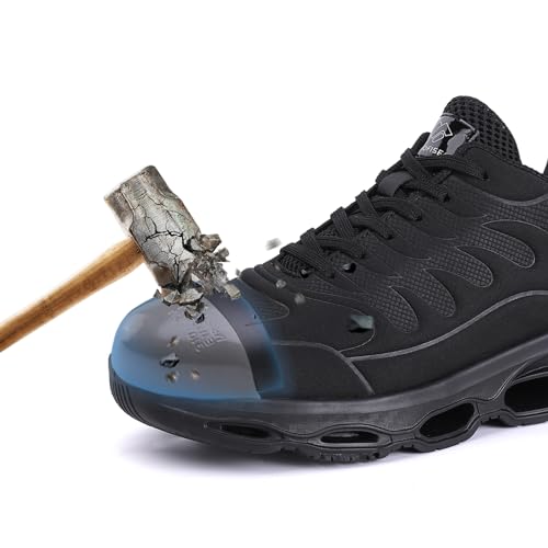 Nifofise 0405 Steel Toe Shoes For Men Women Wide Composite Toe Comfortable Safety Sneakers Slip Resistant Work Shoes Lightweight Indestructible Steel Toe Tennis Shoes Black 41.5 thumb #1