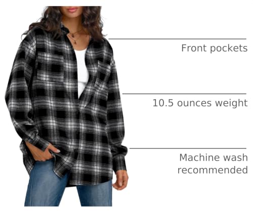 Image of Trendy Queen Women Flannel Shirts Plaid Tops Button Down Shackets | Fall Winter Jackets, Cute Tops, Long Sleeve Shirt, Button Down Casual Coats