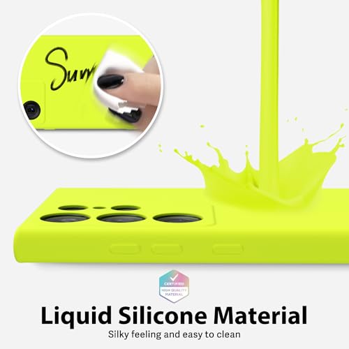 oakxco for Samsung Galaxy S24 Ultra Case Neon Green Liquid Silicone, Fluorescent Bright Solid Color, Soft Rubber Gel Elegant Thin Slim TPU Matte Smooth Case Aesthetic Phone Cover for Women Girl, Lime - Image 3