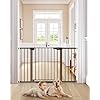 Cumbor 297 515 Baby Gates for Doorways Extra Wide Safety Dog Gate for Stairs Easy Walk Thru Auto Close Pet Gates for The House Child Gate Includes 4 Wall Cups Brown Moms Choice Awards Winner