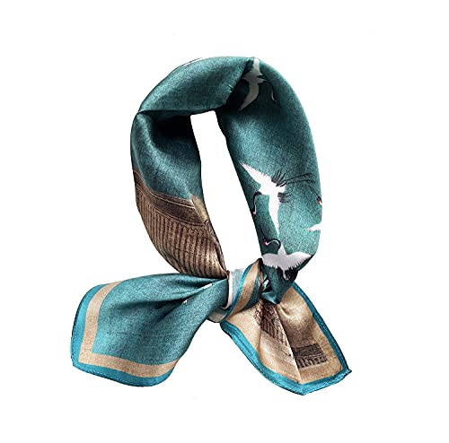 Jerla Women's Men's Small Square Real Mulberry Silk Scarfs Hair Scarf Head Neck Face Scarf 21" X 21" (Blue Bird) #TOP4
