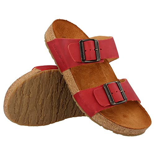 Image of HAFLINGER Andrea Elegant Leather Sandals with Rubber Sole and Cork Latex Footbed Unisex