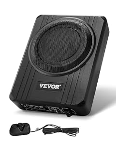 VEVOR Untersitz Auto Subwoofer 400 W 203 mm schlanker Auto Subwoofer mit Stromversorgung, Subsystem mit eingebautem Verstärker, Hoch-/Niedrigpegel-Eingang und Lautstärkeregler für SUVs Lkws
