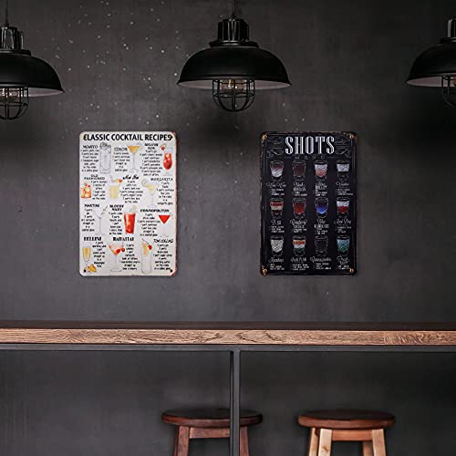 Aoyfuwell 3 Pcs Cocktail Bar Signs, Vintage Metal Tin Signs, Retro Plaque Poster Wall Art Signs Decoration Accessories for Outdoor Garden Home Bar Pub Restaurant