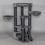 RHRQuality Árbol rascador para Gatos Grandes - Corner Coon Blackline Gris Oscuro - con Postes de sisal Extra Gruesos de 12 cm