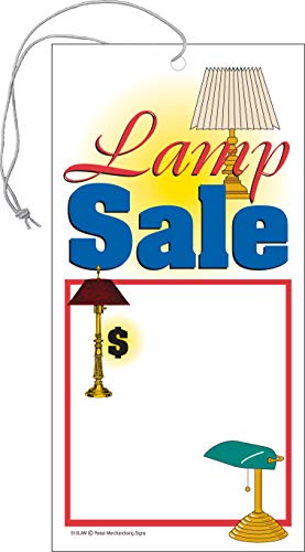 S05LAM Lamp Sale Elastic Knotted Price Sale Tags with Strings Merchandising Hang Tags Pack of 100 (1 7/8