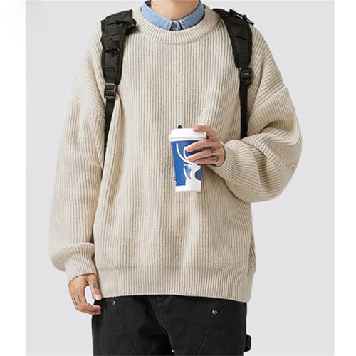 Men's Sweater Crewneck Knit Sweaters Loose Casual Waffle Pullover2