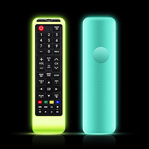 [2 Pack] Samsung TV Remote Cover Case Compatible with Samsung Replacement LED LCD HD TV 3D Smart TV Remotes | BN59-01199F | BN59-01315A | Fluorescence [Green+Blue] Glow in The Dark