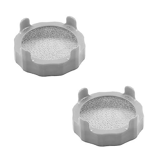 Tapas de tarro de germinación, paquete de 2 tapas de plástico para brotes de semillas con pantalla de colador de acero inoxidable, cubierta de germinación con bandeja de agua para cultivar brotes de