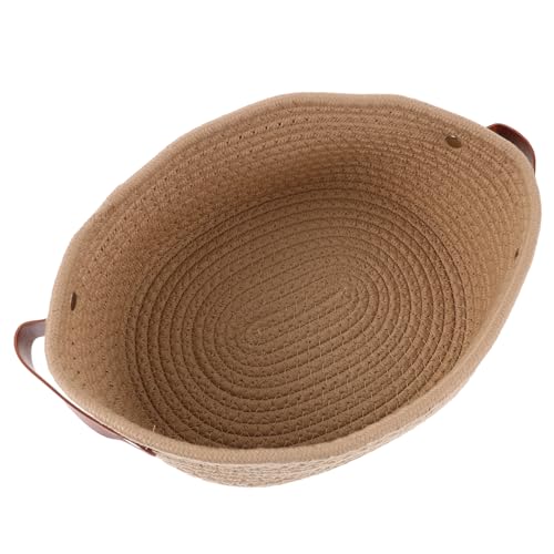 Happyyami Cotton Rope Storage Basket with Double Handles Multi Use Sundries Organizer for Home Elegant Design for Toiletries and Office Supplies Stylish and Functional