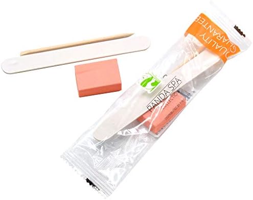 PandaSpa 3-Piece Manicure Kit, Wood Nail File, Mini Buffer 100/180 Grit, Wood Stick, 200-Ct