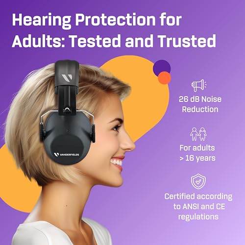 Image of Kids Noise Canceling Headphones - 31 dB (2K Hz) - Ear Protection Earmuffs | Vanderfields' earmuffs protect child's hearing with certified noise-cancellation, soft ear cushions, and adjustable headband