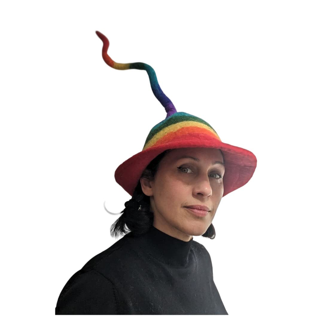 Terrapin Trading Nepalese Felt Hat | Rainbow | One Size | Festival Fancy Dress