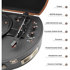 TAISK Tourne-Disque Portable en Vinyle avec Haut-parleurs stéréo intégrés, entraînement par Courroie à 3 Vitesses… - Les Beatles, Paul McCartney, John Lennon, RIngo Starr, George Harrison TAISK Tourne-Disque Portable en Vinyle avec Haut-parleurs stéréo intégrés, entraînement par Courroie à 3 Vitesses… – Image 2