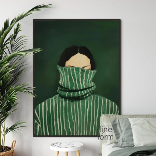 Toile peinture masque de fille habillage grand mur vide salon avec cadre
