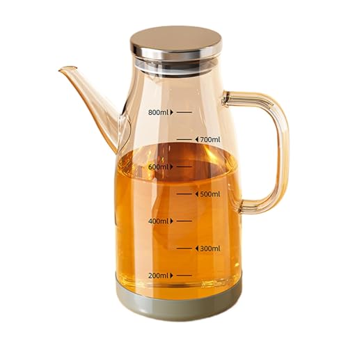 Eoixuqba Cooking Oil Dispenser, Glass Jug With Anti-Drip Spout Refillable Comdiment Dispense, Kitchen Oil Pour Container For Salad Dressing, Frying, BBQ, Air Fryer Use
