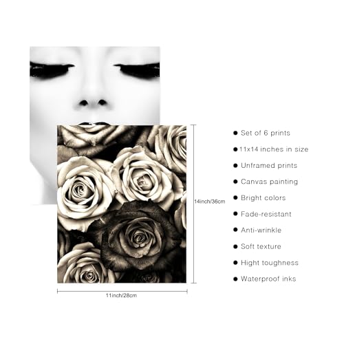 Fashion Wall Art Prints Black and White Posters Modern Bathroom Decor Premium Women Perfume Flower Backbody Prints Pictures for Home Bedroom Room Decor (11"x14" UNFRAMED) by HoozGee - Used condition - Image 5