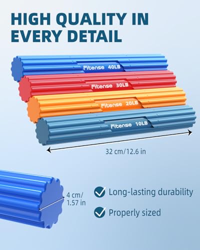Fitense Flex Therapie Bar Kit, 10/20/30/40LBS Widerstand Bar, Tennisarm Therapie Bar, Twist Hand Exerciser Bars für Relief Tennisarm, Golfer Ellenbogen, & Tendinitis, Verbesserung der Griffstärke