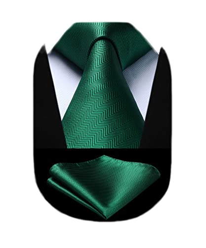 Image of HISDERN Mens Ties Solid Color Tie and Pocket Square Set Classic Woven Formal Neckties & Handkerchief Wedding Party
