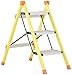 GEIRONV Składane 3-stopniowe drabiny, wielofunkcyjne poszerzone bezpieczeństwo Maksymalne obciążenie 150 kg szklane schody schody półka stepladder krok stołek Drabiny (Color : Yellow)