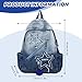 Joygoodta Y2k Backpack, Lightweight Travel Denim Backpack with Multi-Pocket, Retro Jean Large Star Bag for Students & Adults, Blue
